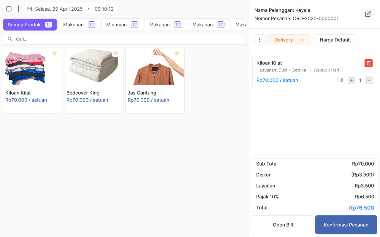 Tampilan Laundry Management